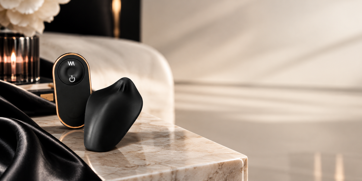 LUXXXE Kirra wearable vibrator in an elegant luxury lifestyle setting