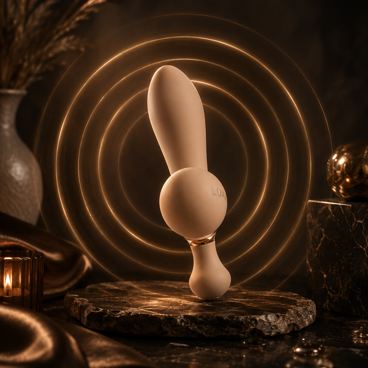 LUXXXE Moto dual-stimulation vibrator showcasing its ergonomic curved design