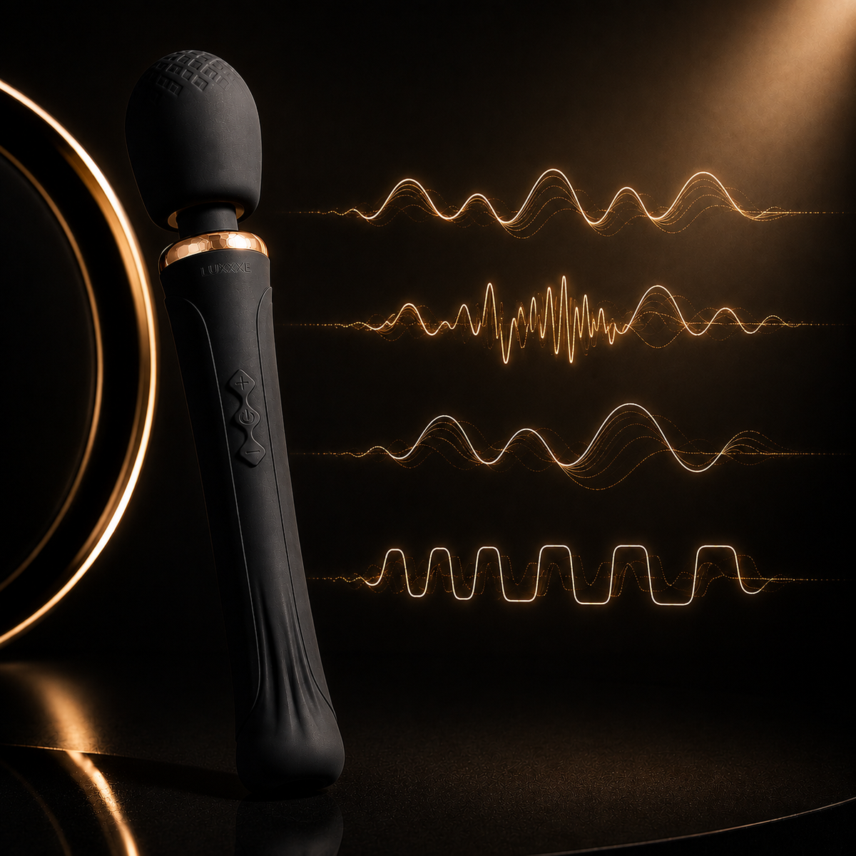 LUXXXE Vida wand vibrator highlighting multiple vibration patterns and intensities
