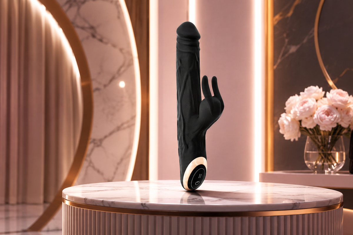 LUXXXE Belle thrusting vibrator highlighting powerful thrusting and vibration performance
