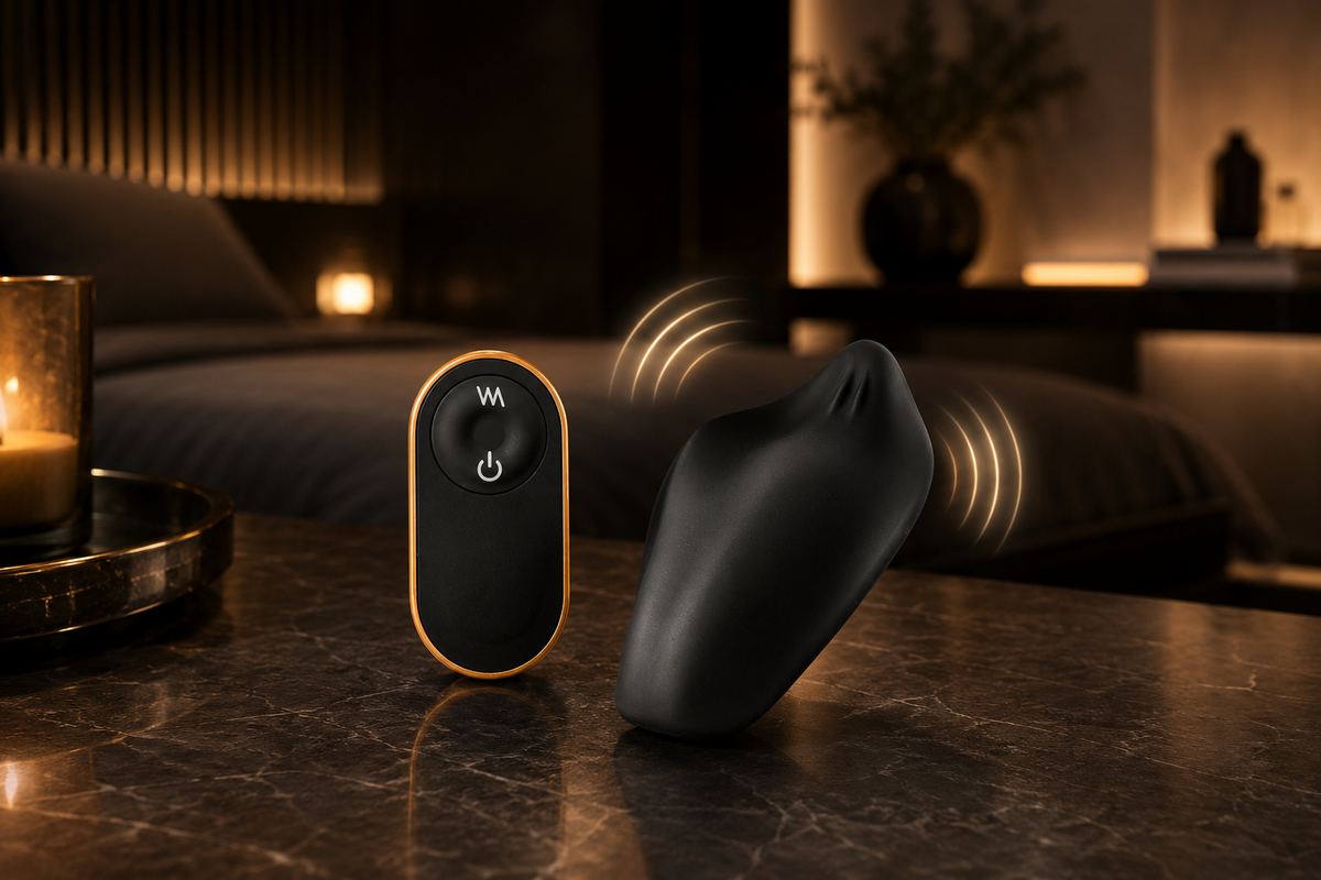 LUXXXE Kirra wearable vibrator with remote control highlighting discreet performance