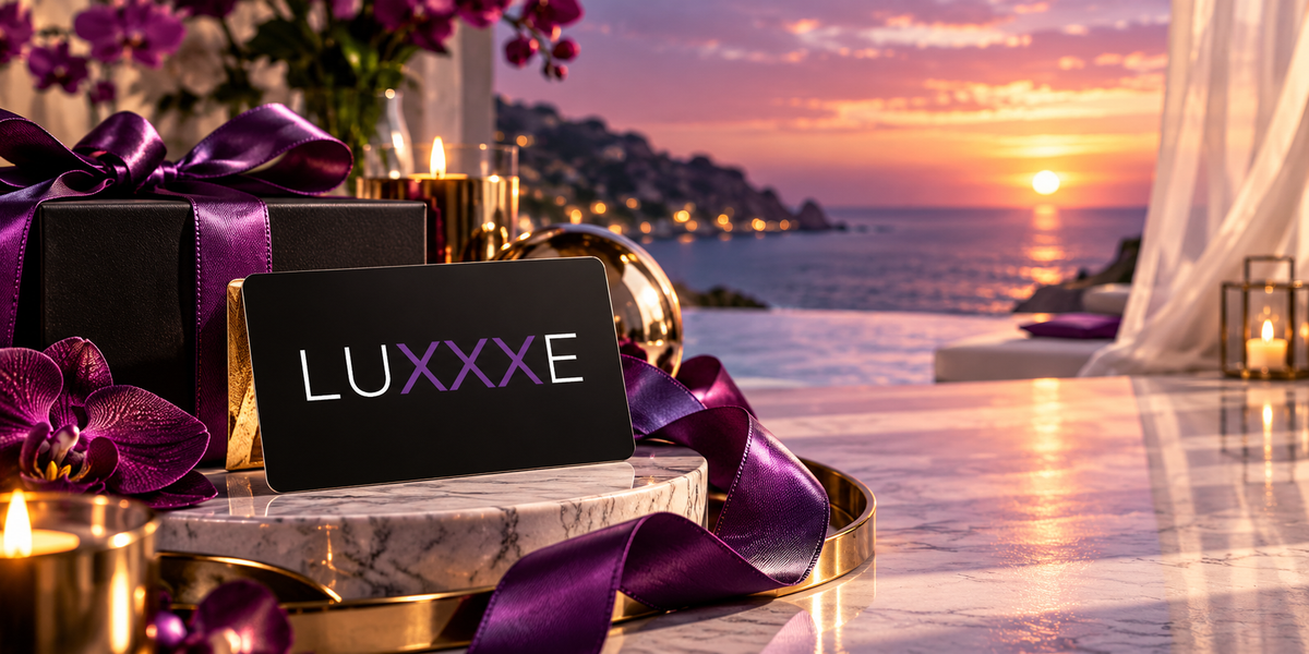 LUXXXE digital gift card featured in a luxury mobile gift presentation