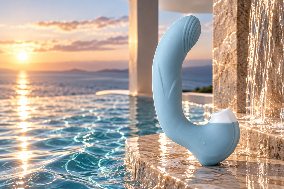 LUXXXE Lunes G-spot vibrator with suction highlighting dual-stimulation performance