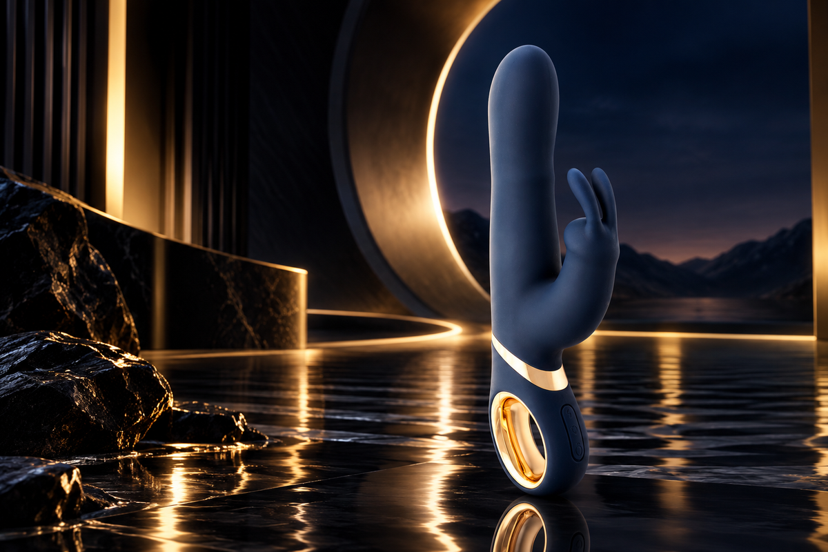 LUXXXE Pissa rotating rabbit vibrator highlighting dual-stimulation performance