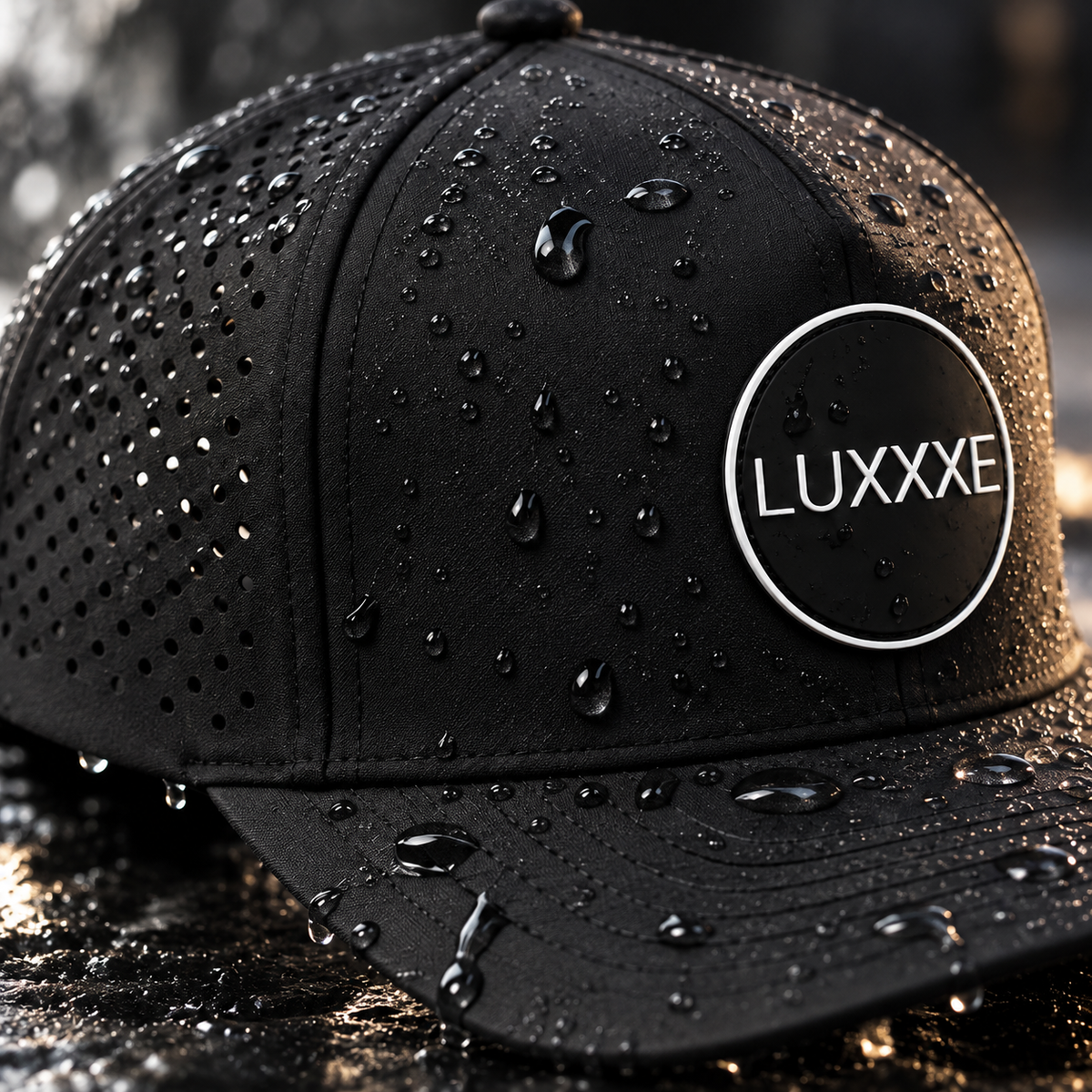 LUXXXE Wave waterproof hat highlighting its durable waterproof construction